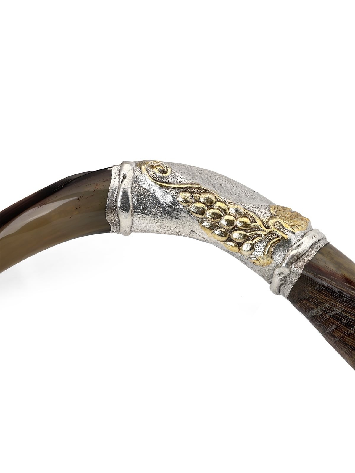 Silver-Plated 'Lion and Lamb' Kudu Shofar By Barsheshet-Ribak